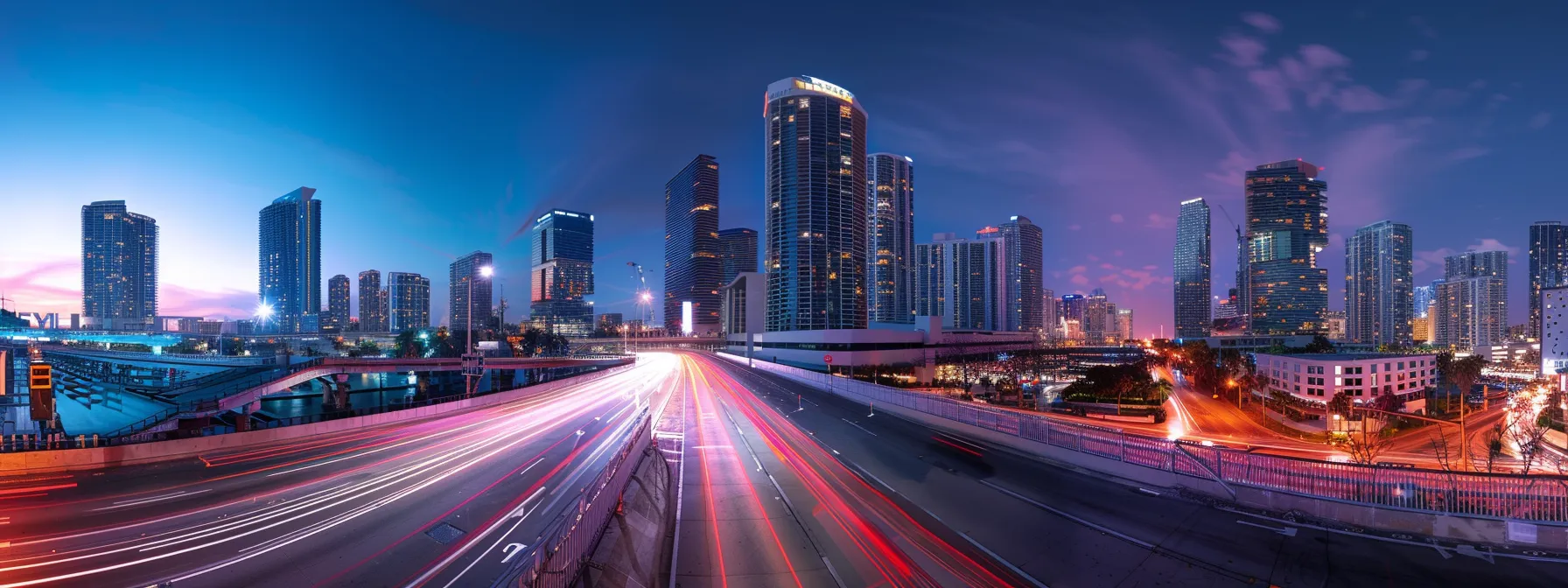 a bright, modern miami skyline with sleek high-rise buildings juxtaposed against a bustling urban street, capturing the dynamic essence of real estate opportunities in the city.