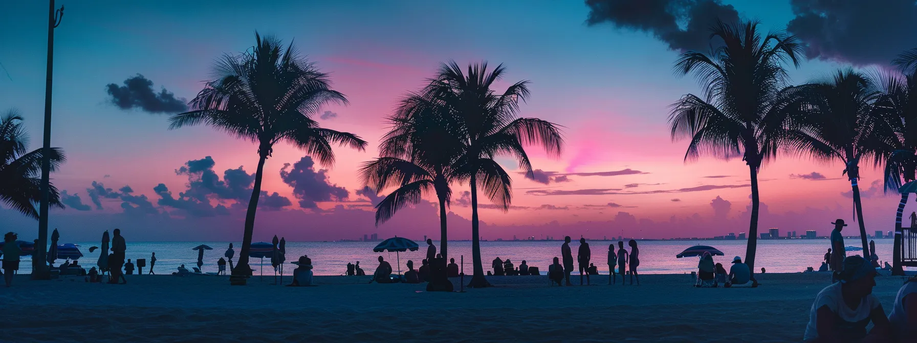 Miami vibe beach, palm trees pretty people